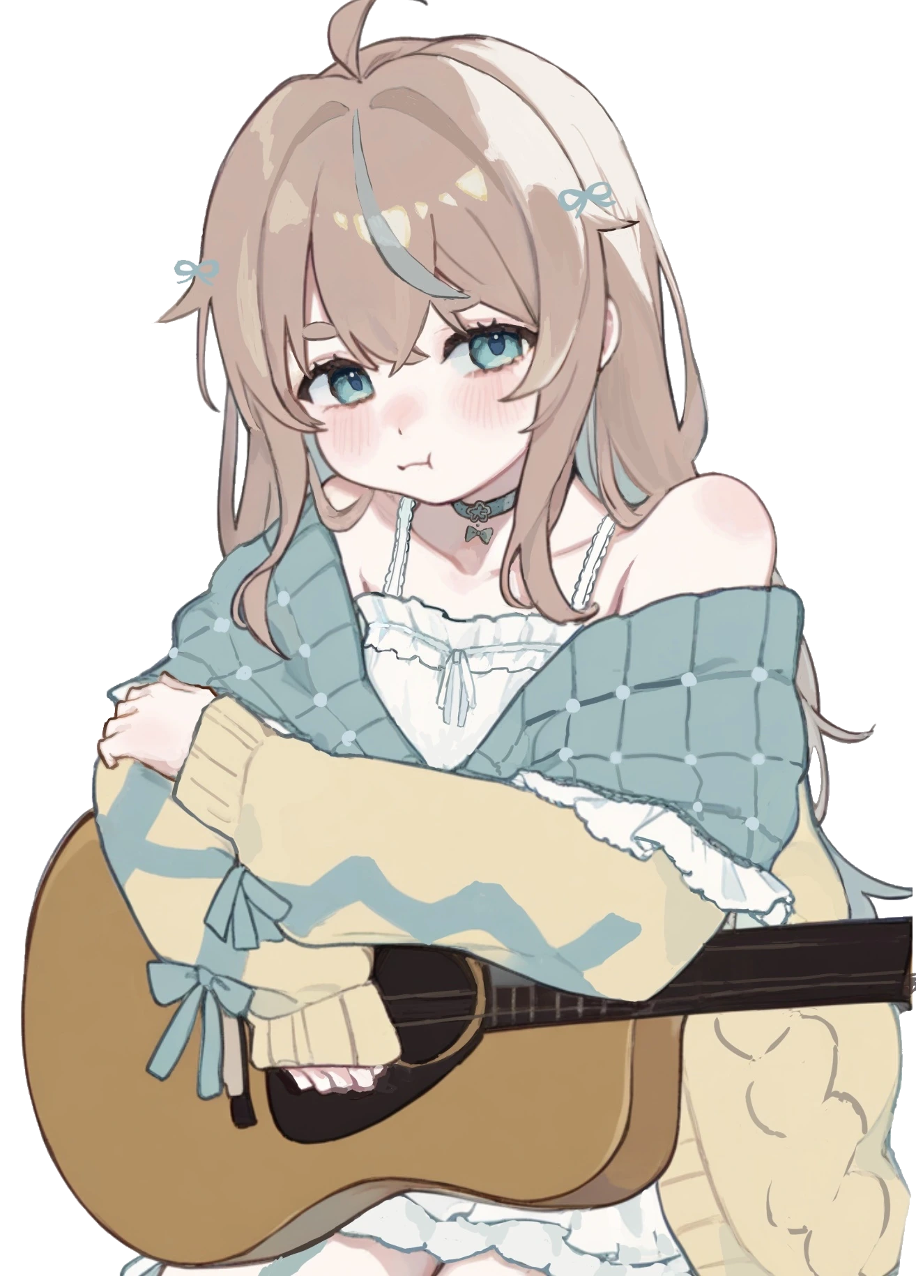 ギターを抱えた小日向みくるのイラスト