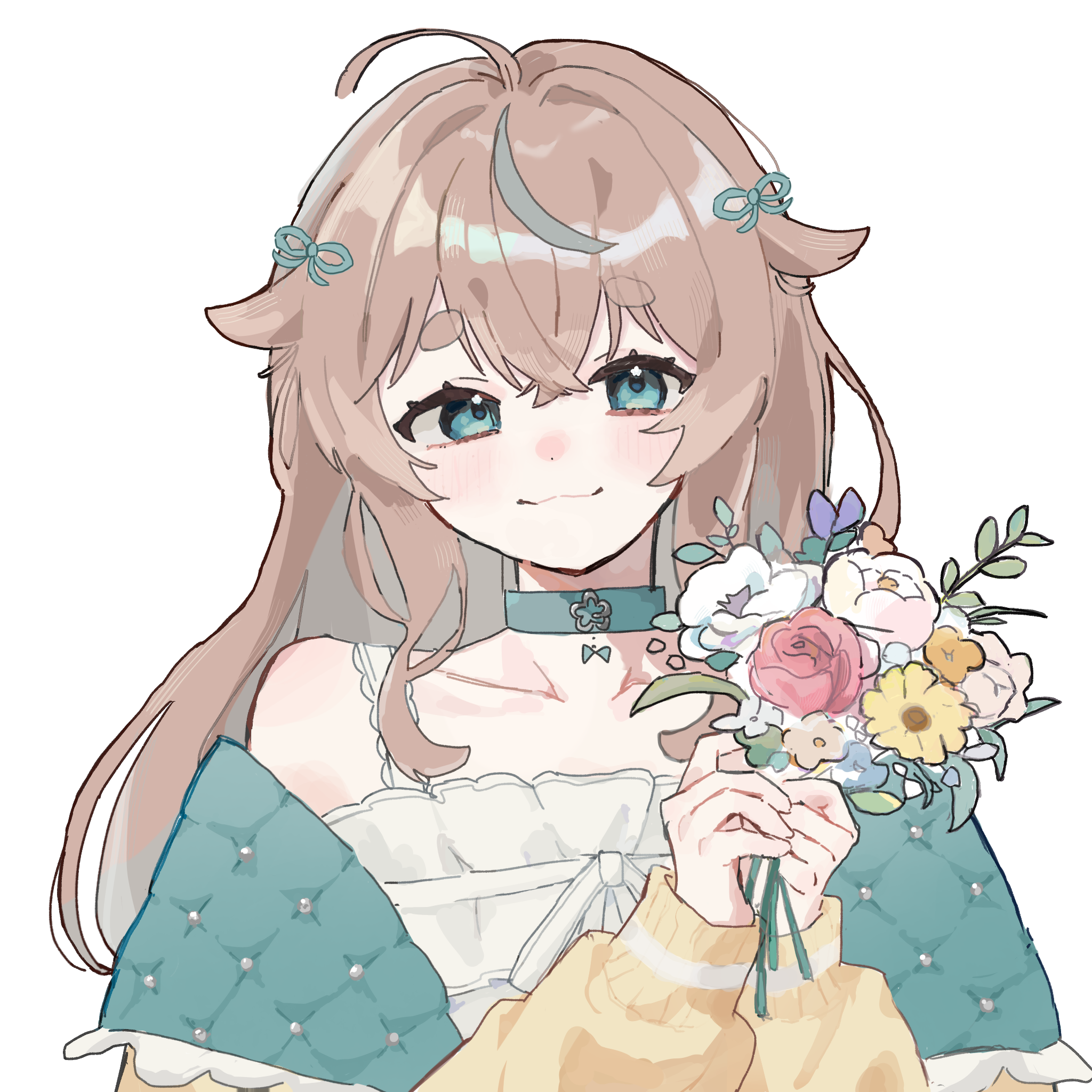 花束を持つ小日向みくるのイラスト